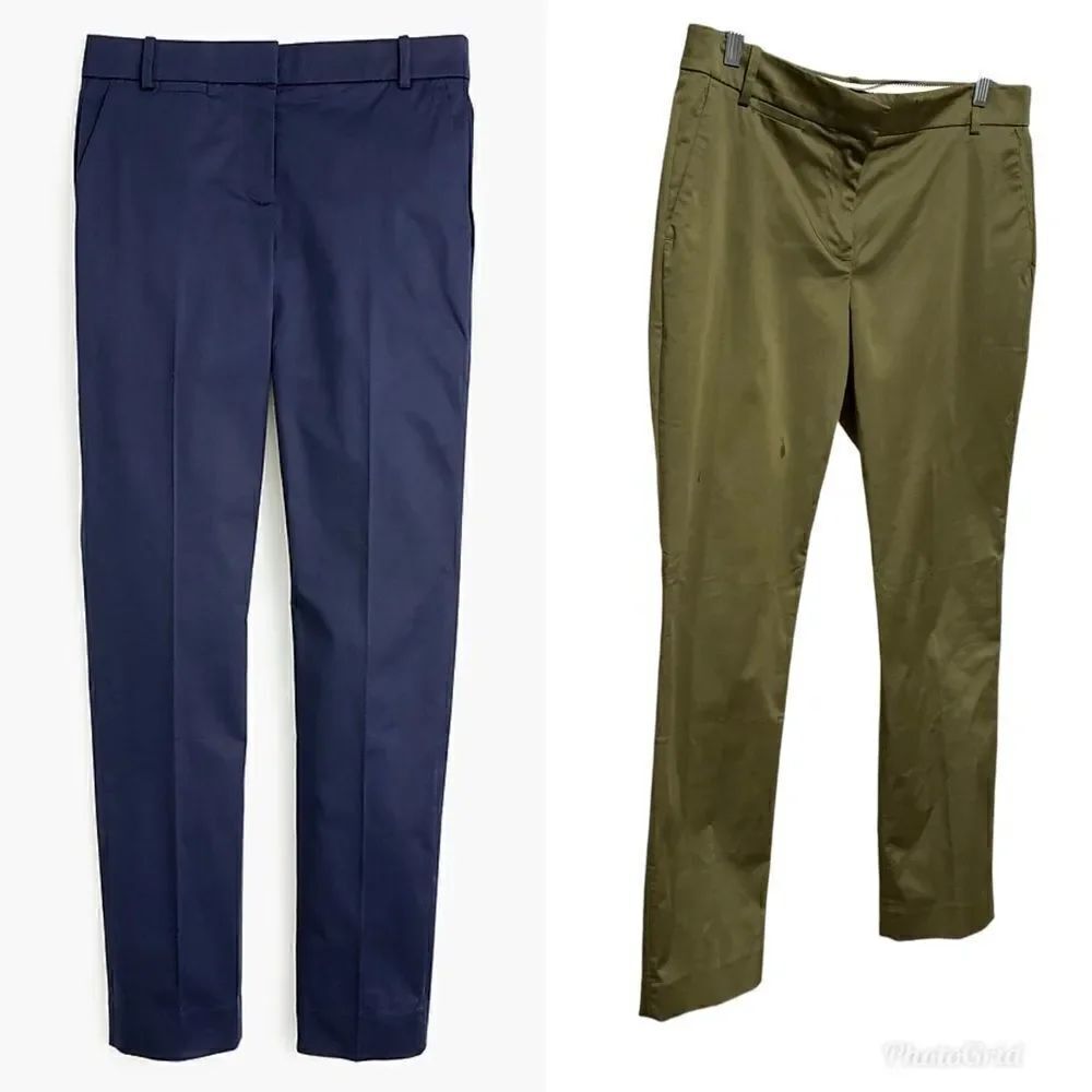 J.Crew Full-length stretch sateen pant (Olive Green)